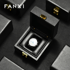 FANXI Hot sale Black Leather Watch Storage Box