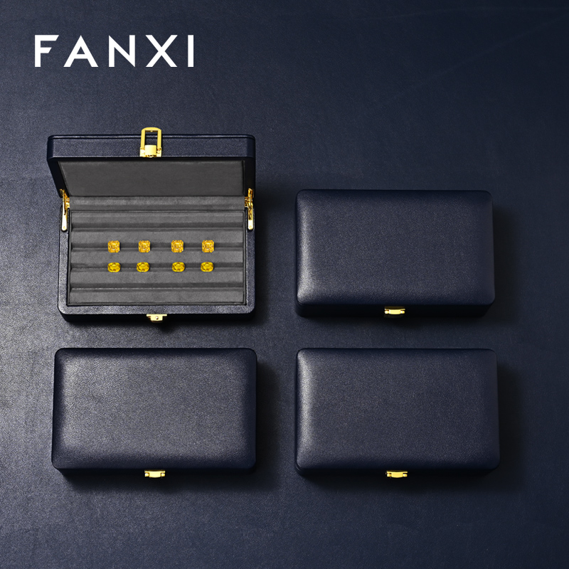 FANXI Hot sale velvet Blue Loose diamond storage box