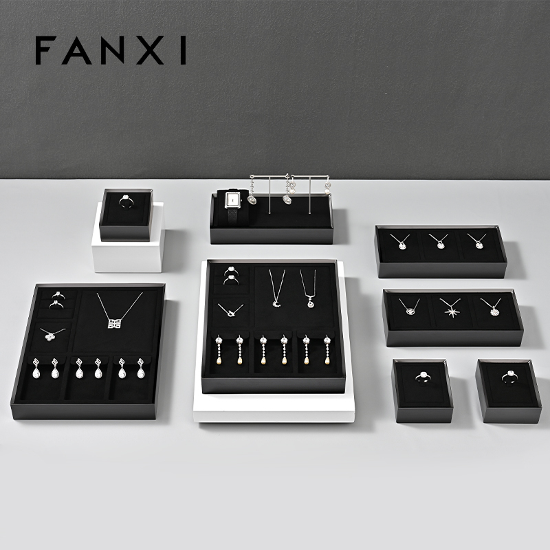 FANXI High quality Black Microfiber Jewelry Display tray