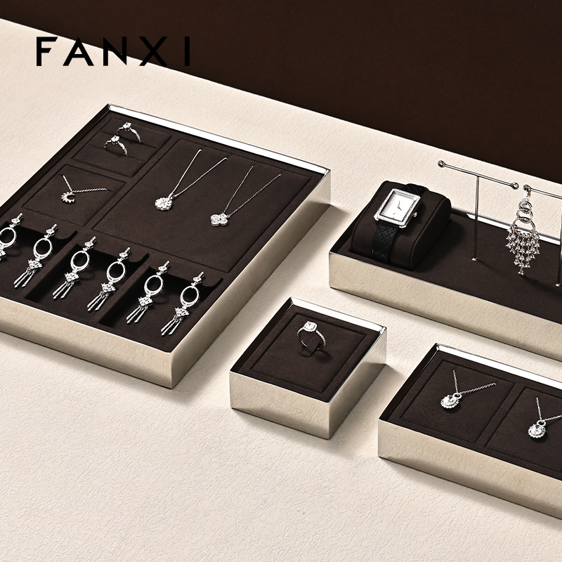FANXI Hot sale Brown Metal Jewelry display tray