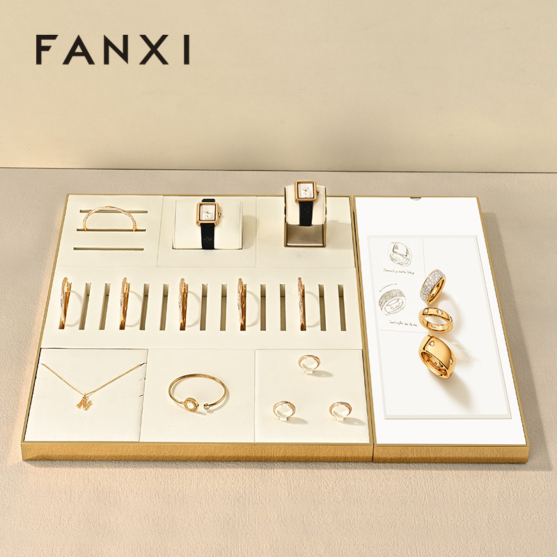 FANXI Hot sale Beige Metal Jewelry display tray