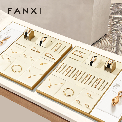 FANXI Hot sale Beige Metal Jewelry display tray