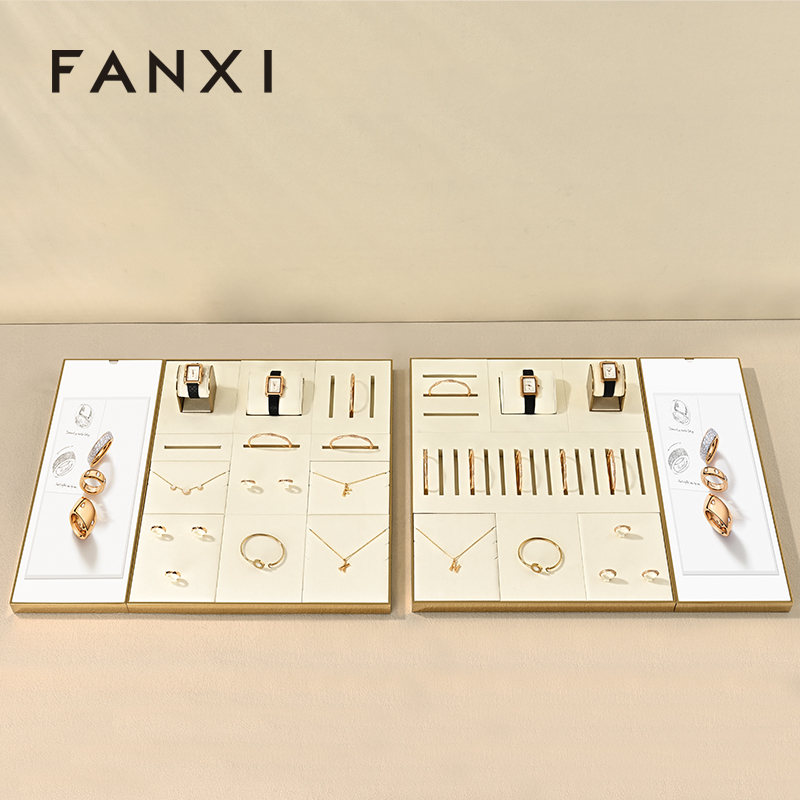 FANXI Hot sale Beige Metal Jewelry display tray