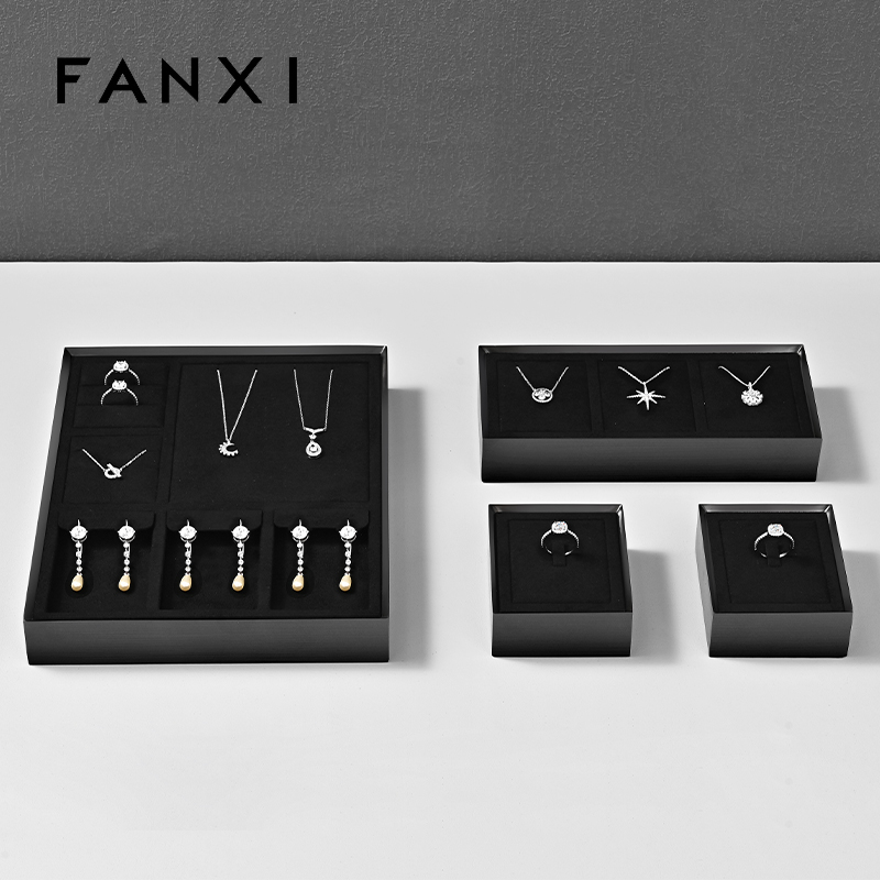 FANXI High quality Black Microfiber Jewelry Display tray