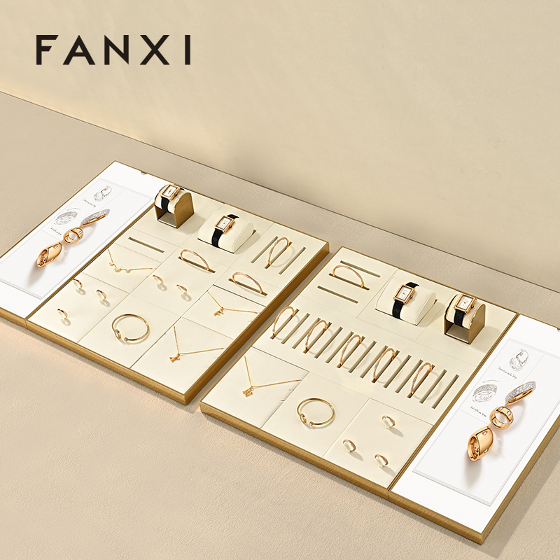 FANXI Hot sale Beige Metal Jewelry display tray