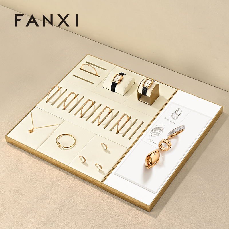 FANXI Hot sale Beige Metal Jewelry display tray
