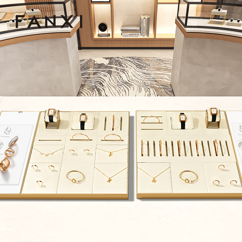 FANXI Hot sale Beige Metal Jewelry display tray