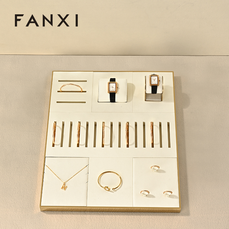 FANXI Hot sale Beige Metal Jewelry display tray