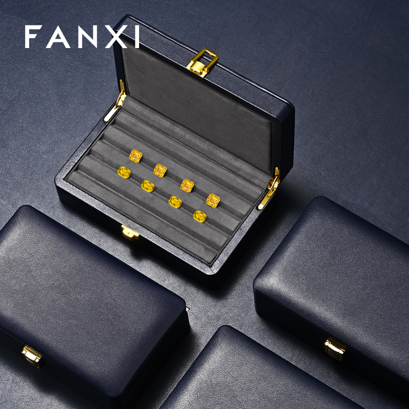 FANXI Hot sale velvet Blue Loose diamond storage box