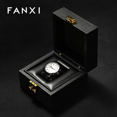 FANXI Hot sale Black Leather Watch Storage Box