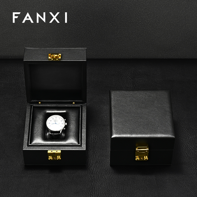 FANXI Hot sale Black Leather Watch Storage Box