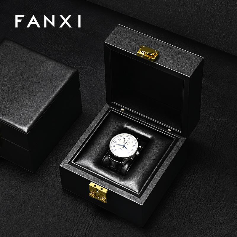 FANXI Hot sale Black Leather Watch Storage Box
