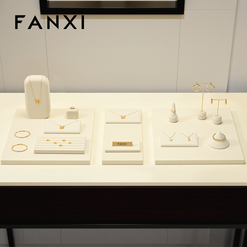 FANXI Fashion Beige Microfiber Jewelry display set