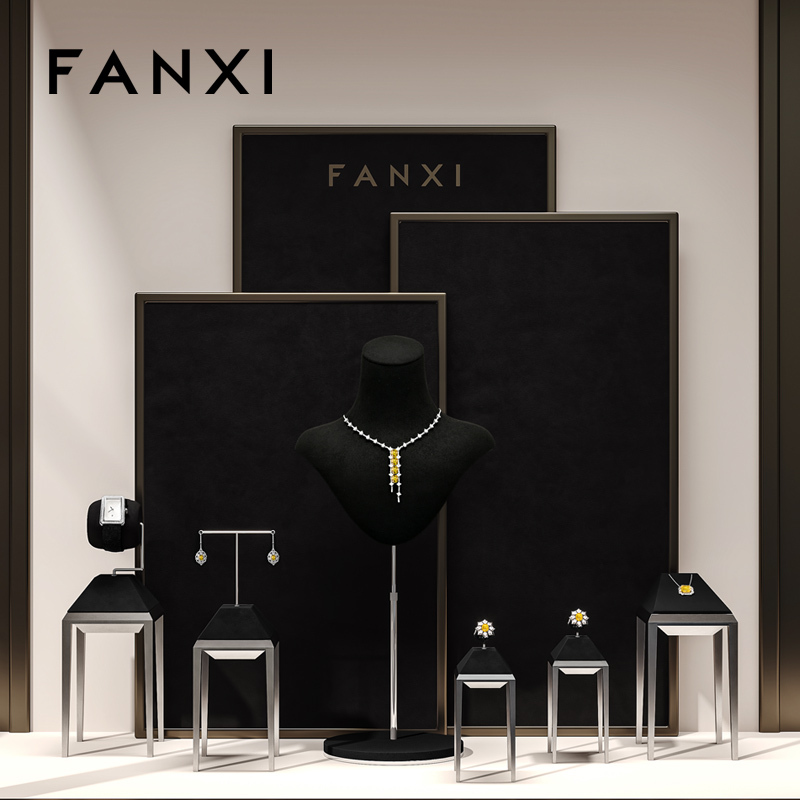 FANXI Hot sale Black metal Jewelry display stand
