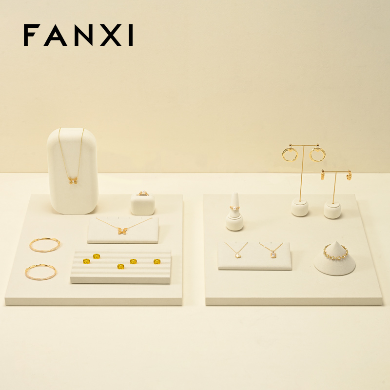 FANXI Fashion Beige Microfiber Jewelry display set