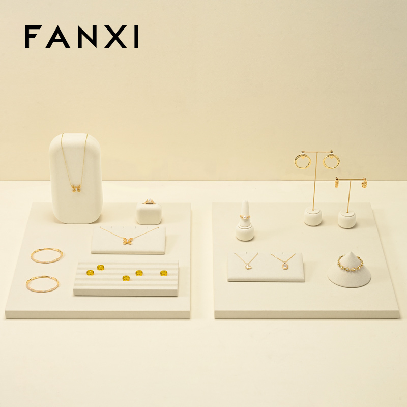 FANXI Fashion Beige Microfiber Jewelry display set