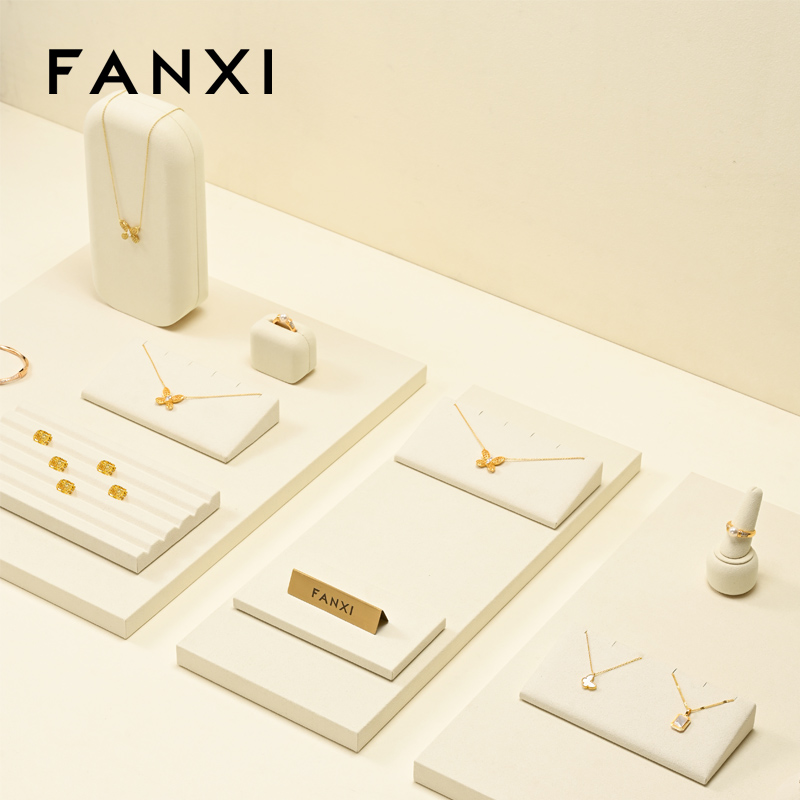 FANXI Fashion Beige Microfiber Jewelry display set