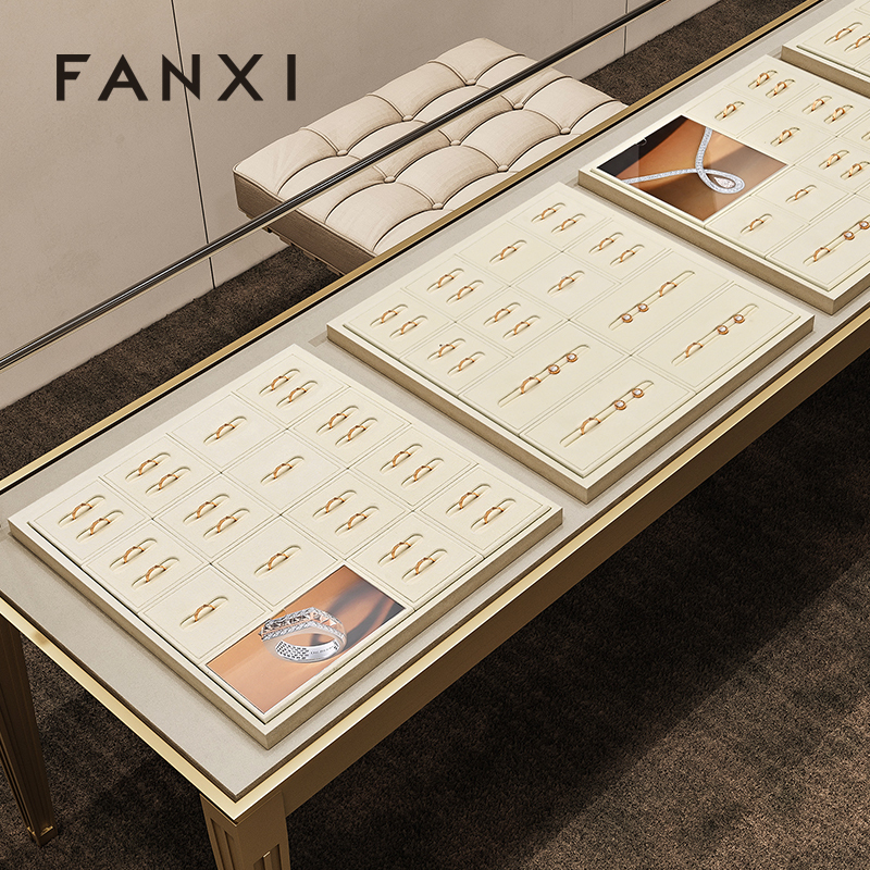 FANXI Luxury Beige Microfiber Jewelry Combination Set
