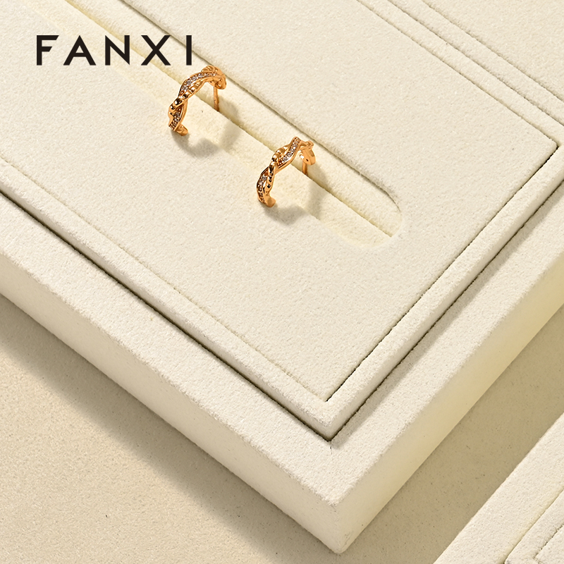 FANXI Luxury Beige Microfiber Jewelry Combination Set