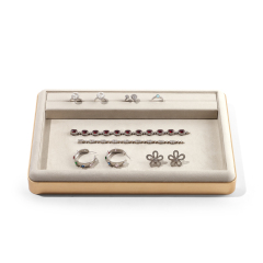 FANXI Custom beige metal suede jewelry tray
