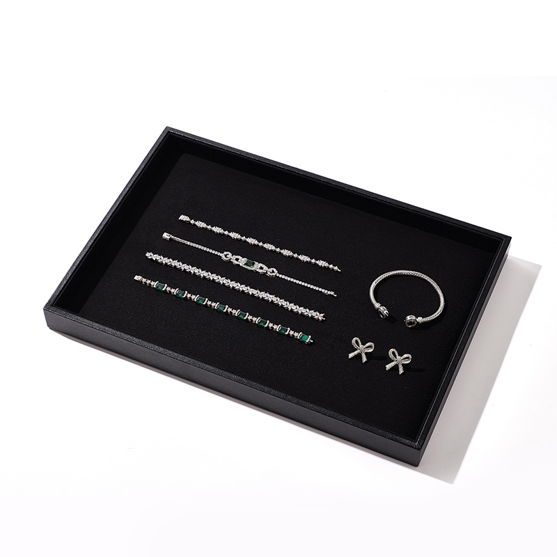 FANXI Custom black leather jewelry display tray