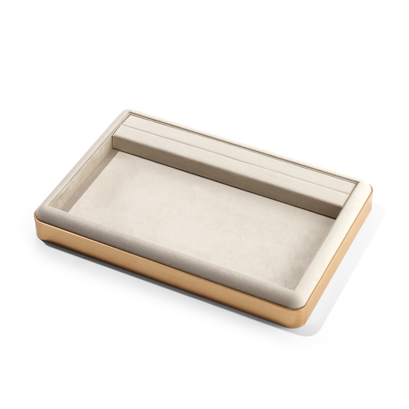 FANXI Custom beige metal suede jewelry tray
