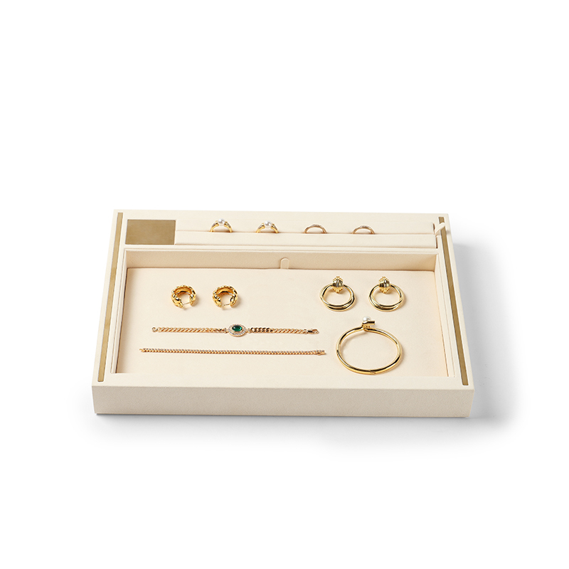 FANXI Custom beige metal microfiber jewelry tray