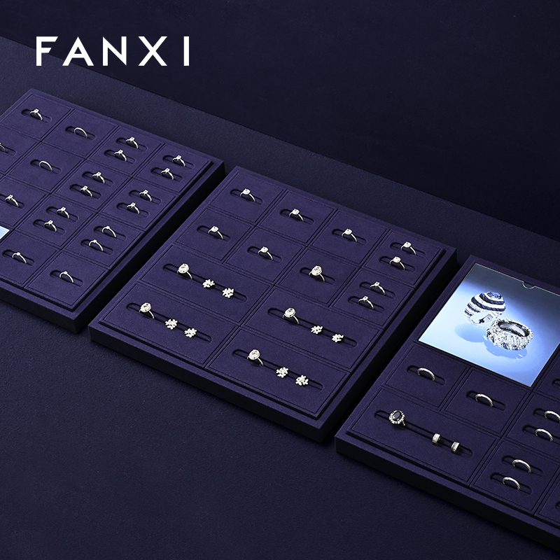 FANXI Fashion Blue Microfiber Jewelry Display set