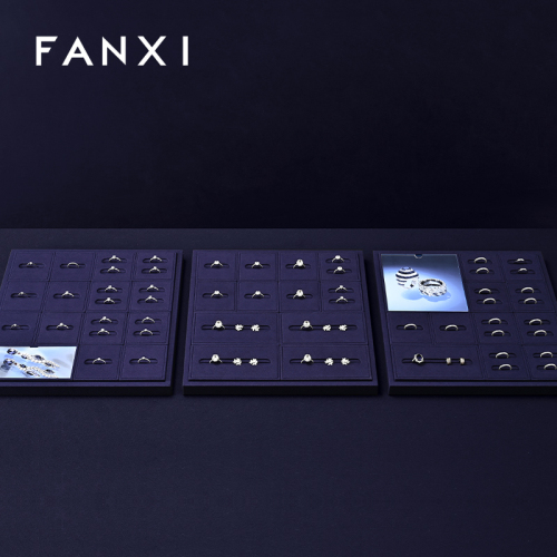 FANXI Fashion Blue Microfiber Jewelry Display set