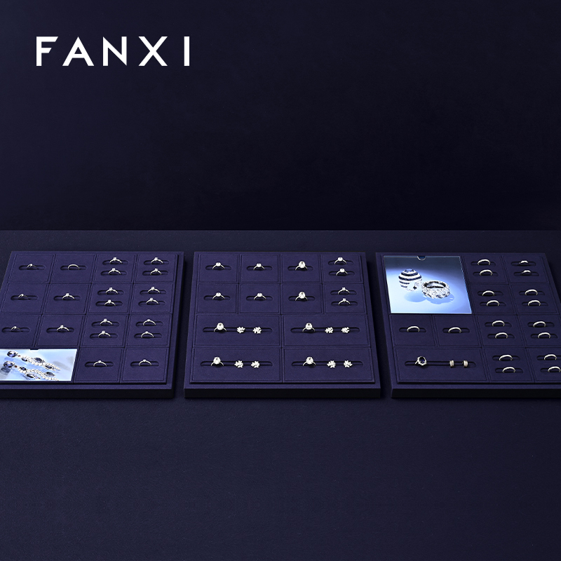FANXI Fashion Blue Microfiber Jewelry Display set