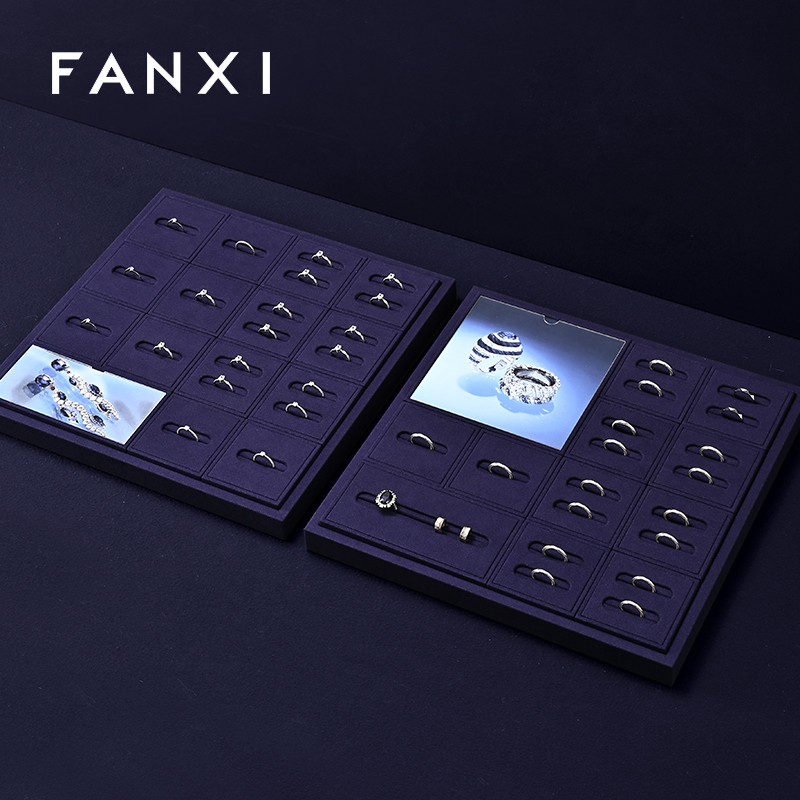 FANXI Fashion Blue Microfiber Jewelry Display set