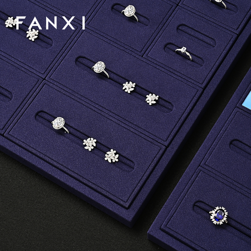 FANXI Fashion Blue Microfiber Jewelry Display set