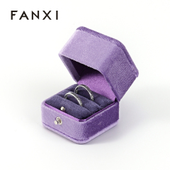 FANXI Custom dark blue velvet ring box