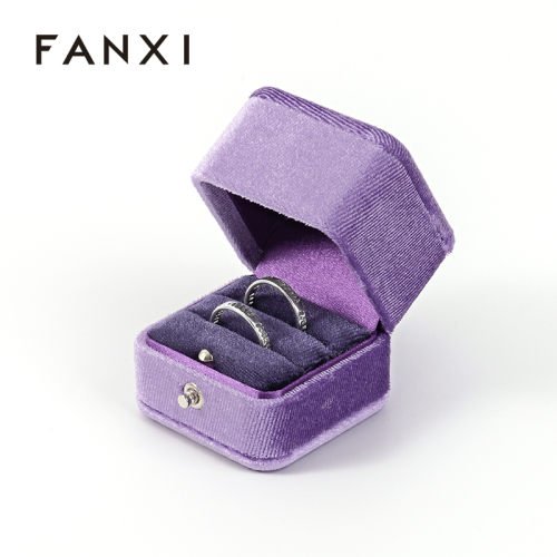FANXI Custom dark blue velvet ring box