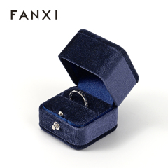FANXI Custom dark blue velvet ring box