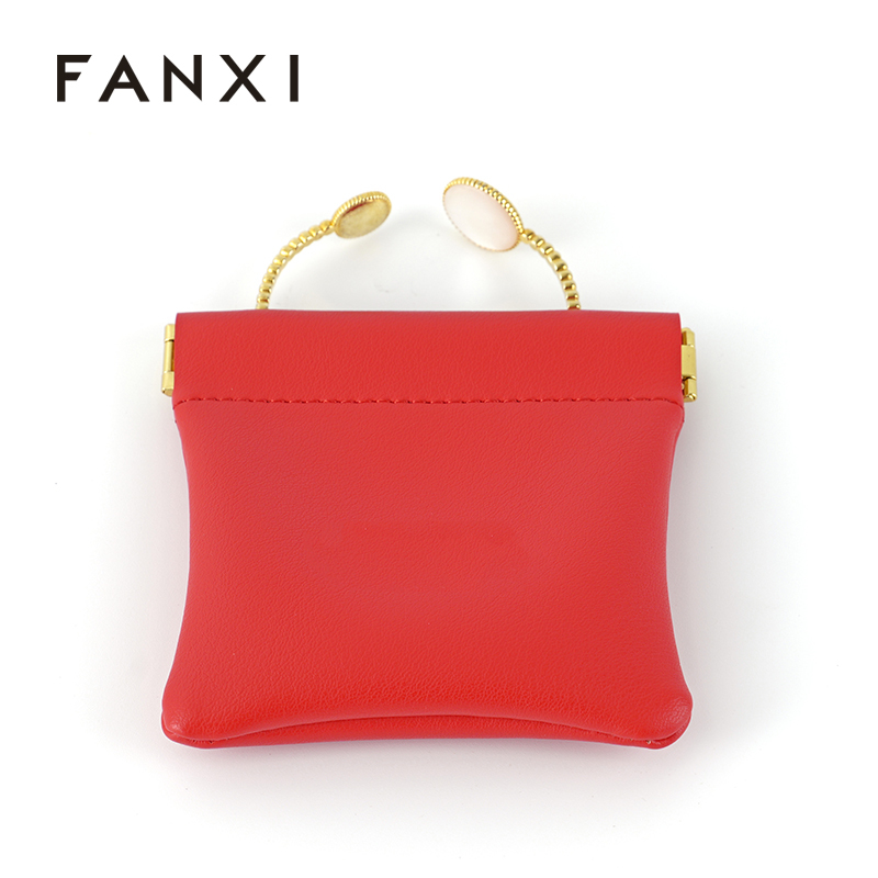 FANXI Custom red leather jewelry bag