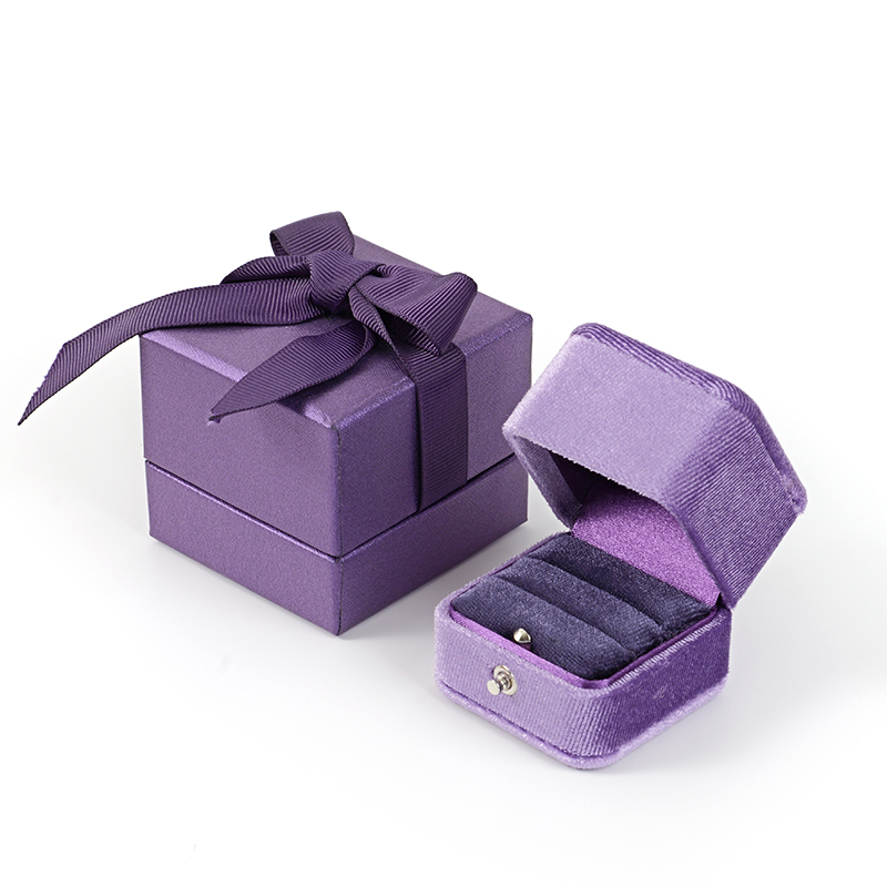 FANXI Custom dark blue velvet ring box