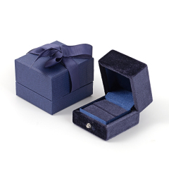FANXI Custom dark blue velvet ring box