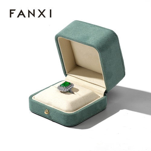 FANXI Custom light green suede ring box