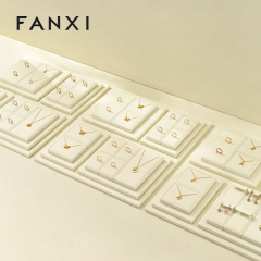 FANXI Luxury Leather Beige Jewelry Display