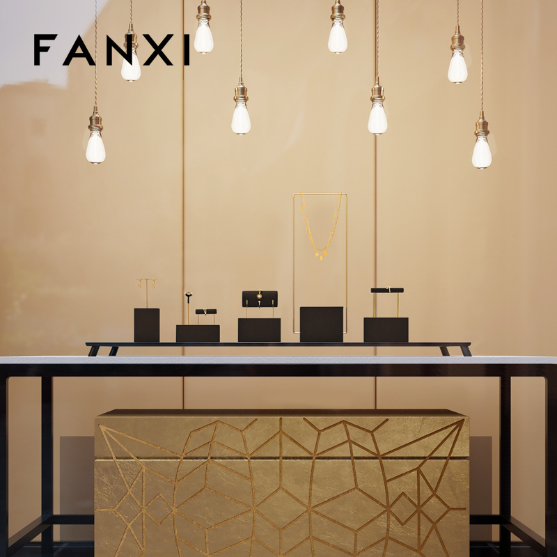 FANXI Luxury Brown metal Jewelry display set