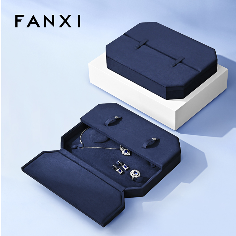 FANXI High quality blue velvet jewelry box