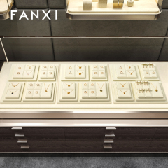 FANXI Luxury Leather Beige Jewelry Display