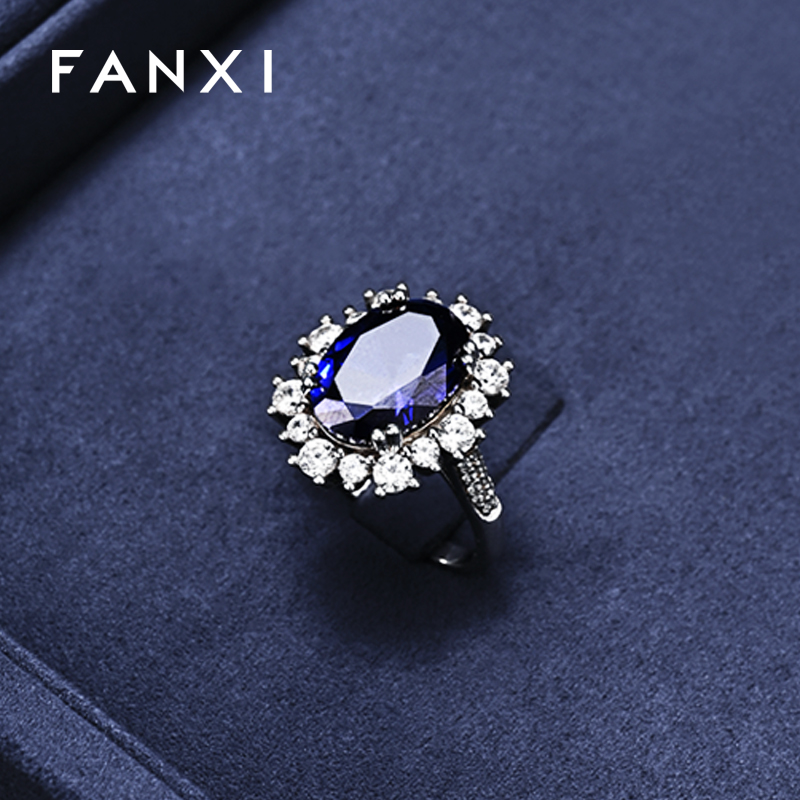 FANXI High quality blue velvet jewelry box