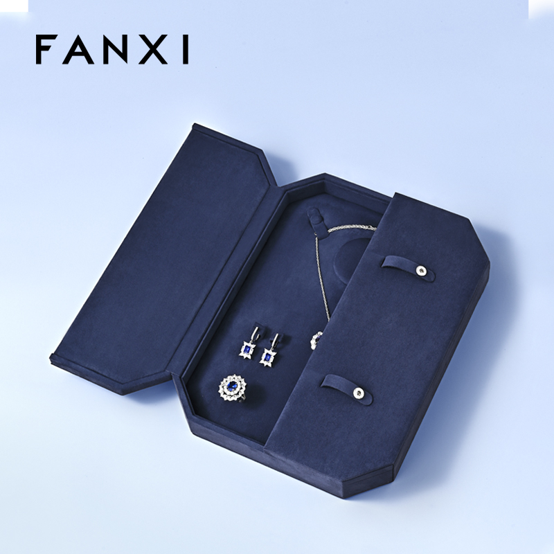 FANXI High quality blue velvet jewelry box