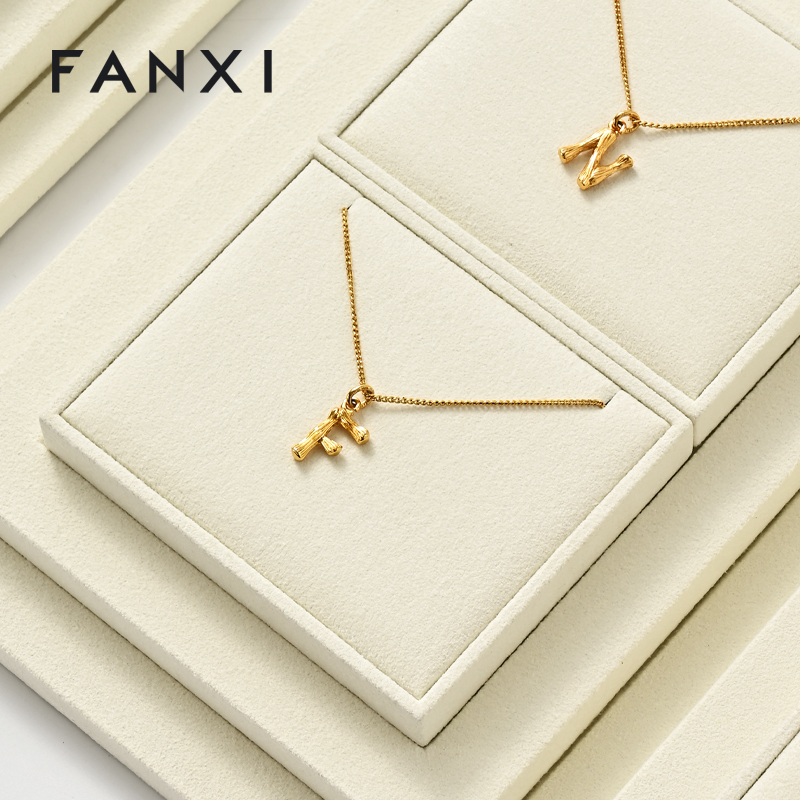 FANXI Luxury Leather Beige Jewelry Display