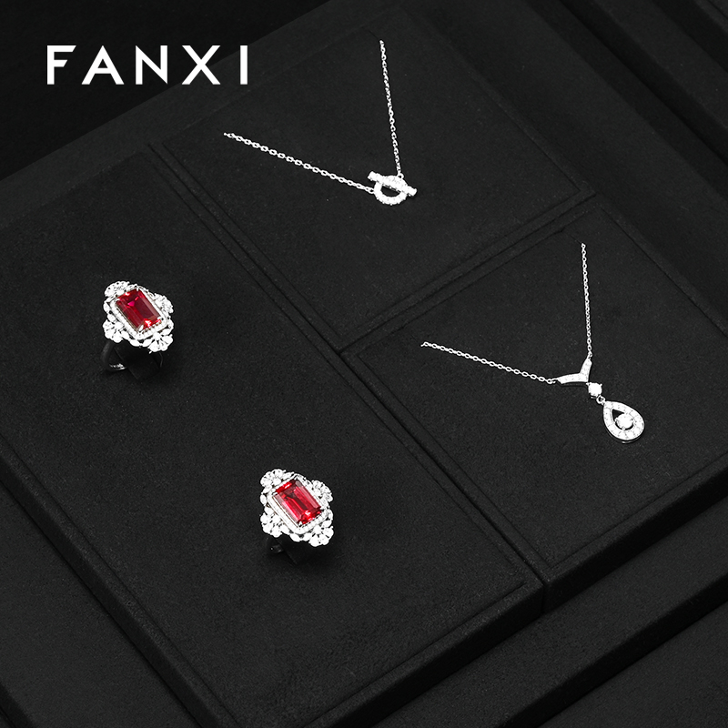 FANXI Fashion Microfiber Black Jewelry Combination Set