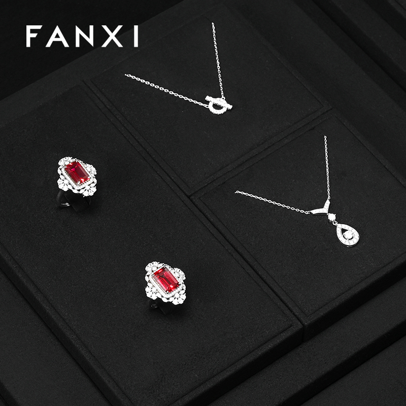 FANXI Fashion Microfiber Black Jewelry Combination Set