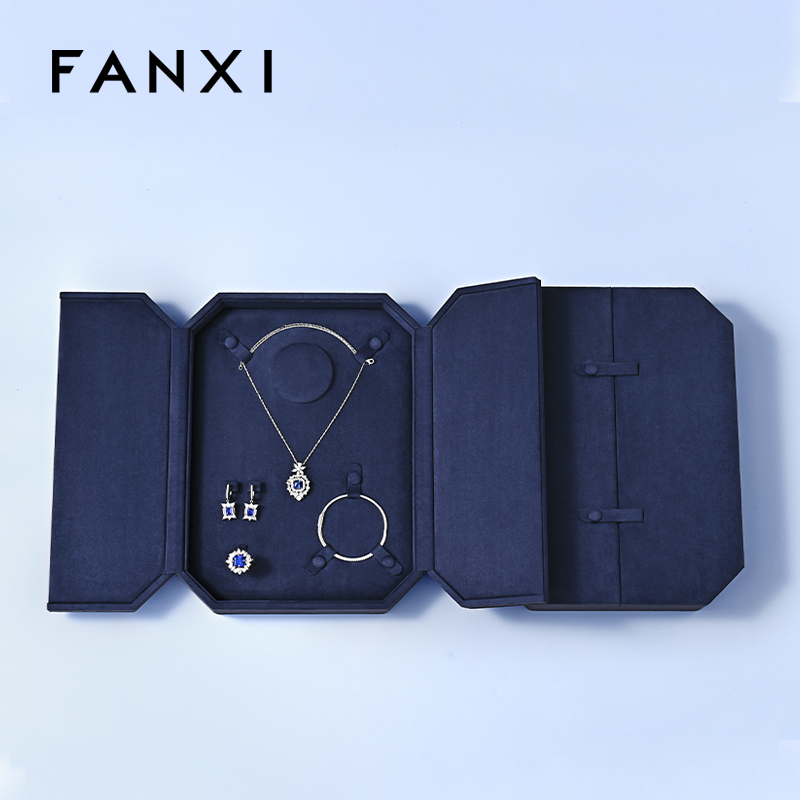 FANXI High quality blue velvet jewelry box