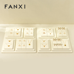 FANXI Luxury Leather Beige Jewelry Display